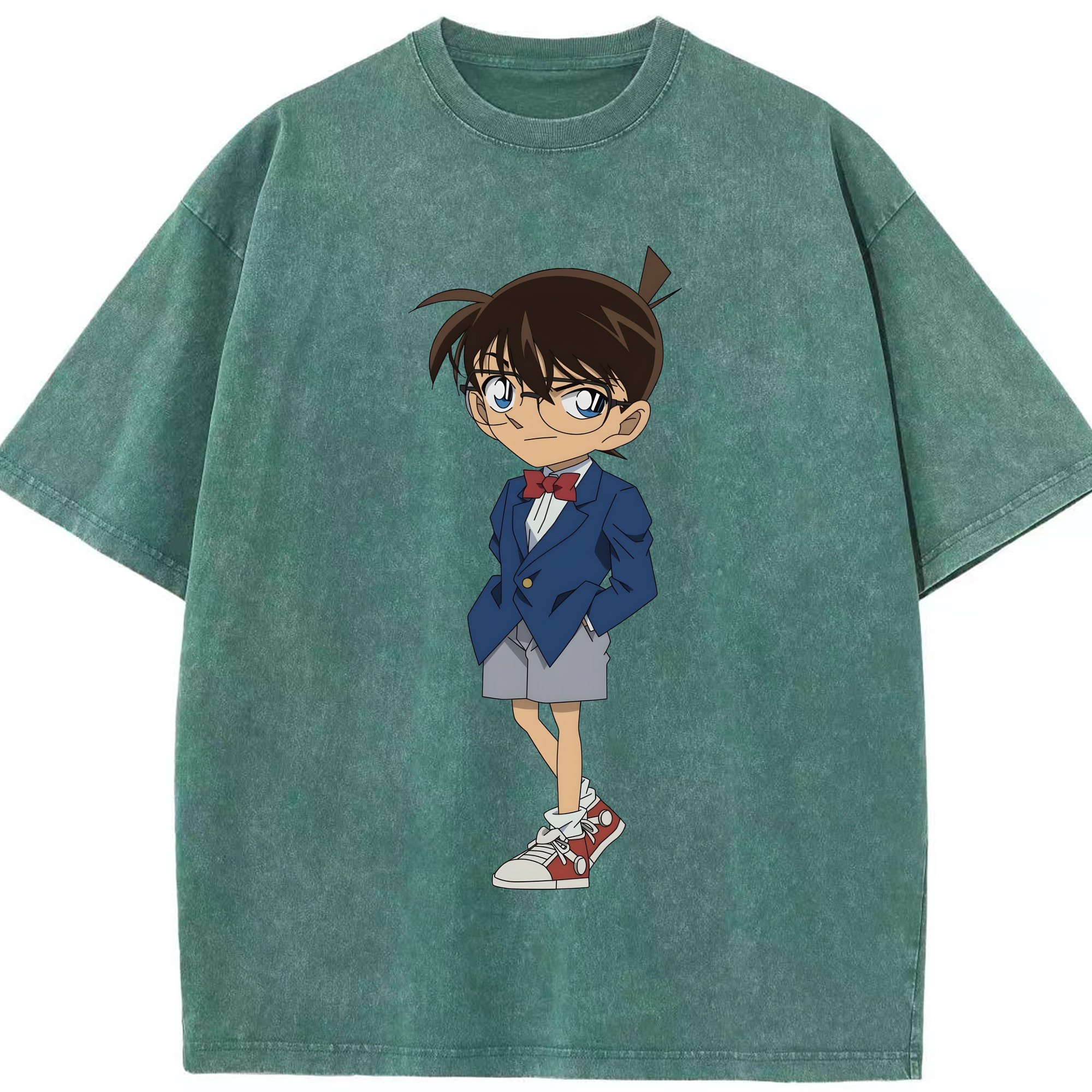 （画像用） 名探偵コナン 江戸川 コナン Detective Conan Conan Edogawa 綿100% ヴィンテージ風 半袖Tシャツ（フロントプリント）
